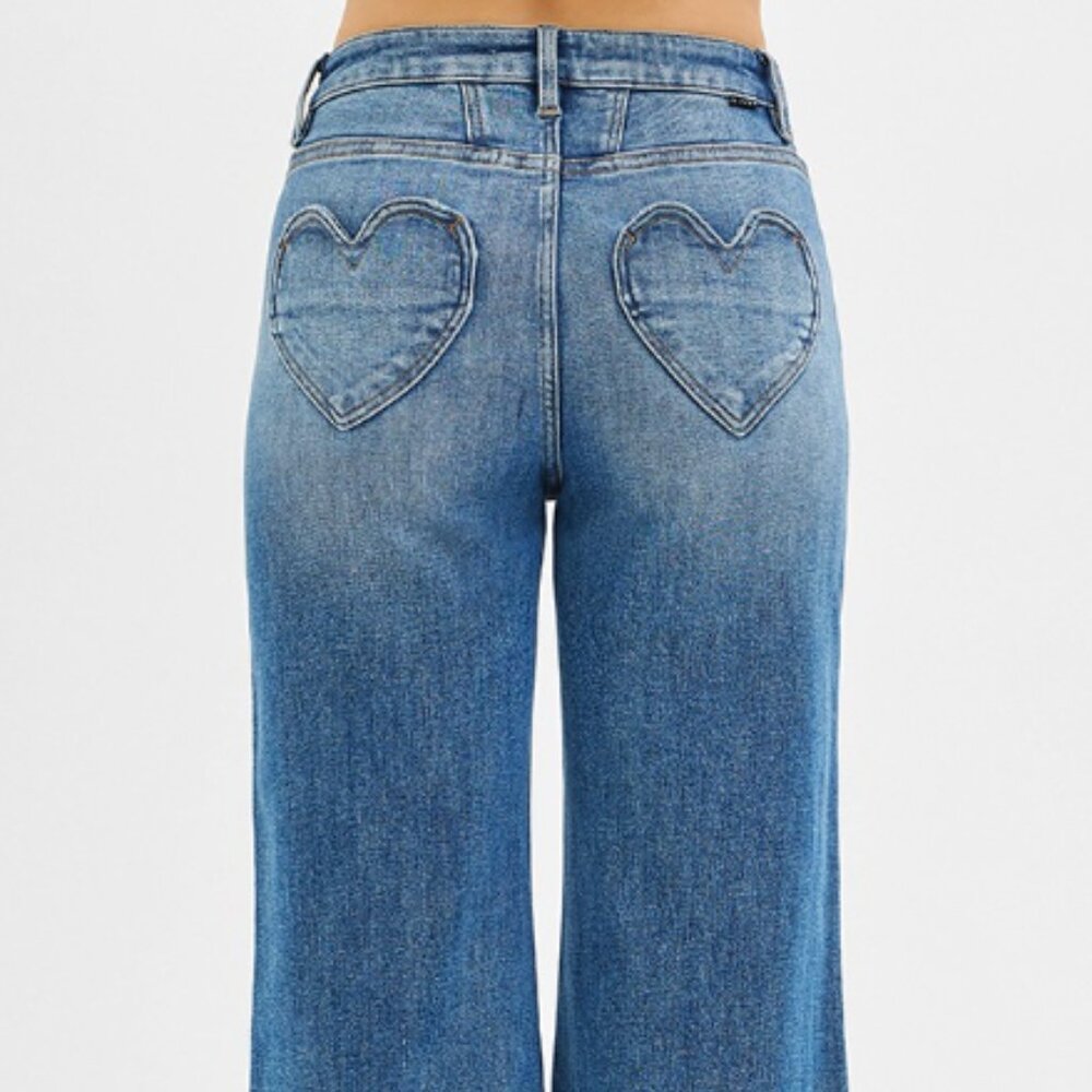 Women's Blue Heart Patch Jeans